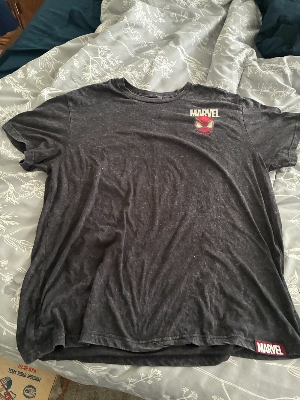 Men's Marvel Spider-Man T-Shirt - Size 2X - Acid Wash / Mineral Wash Black
